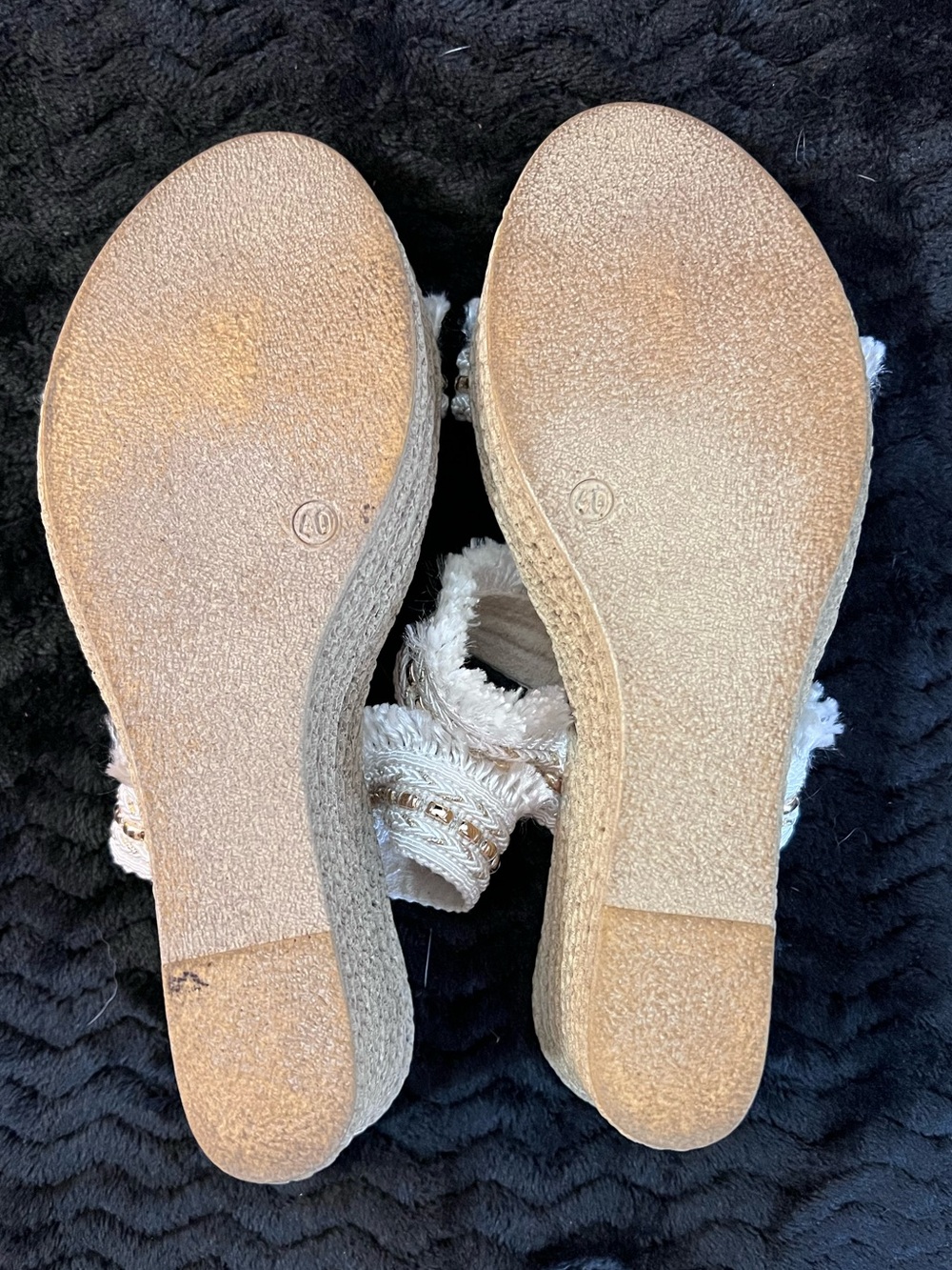 Italian Shoemakers Women’s Fringe Espadrille Wedge Sandals-Beige & White-Size 9 - Picture 12 of 12